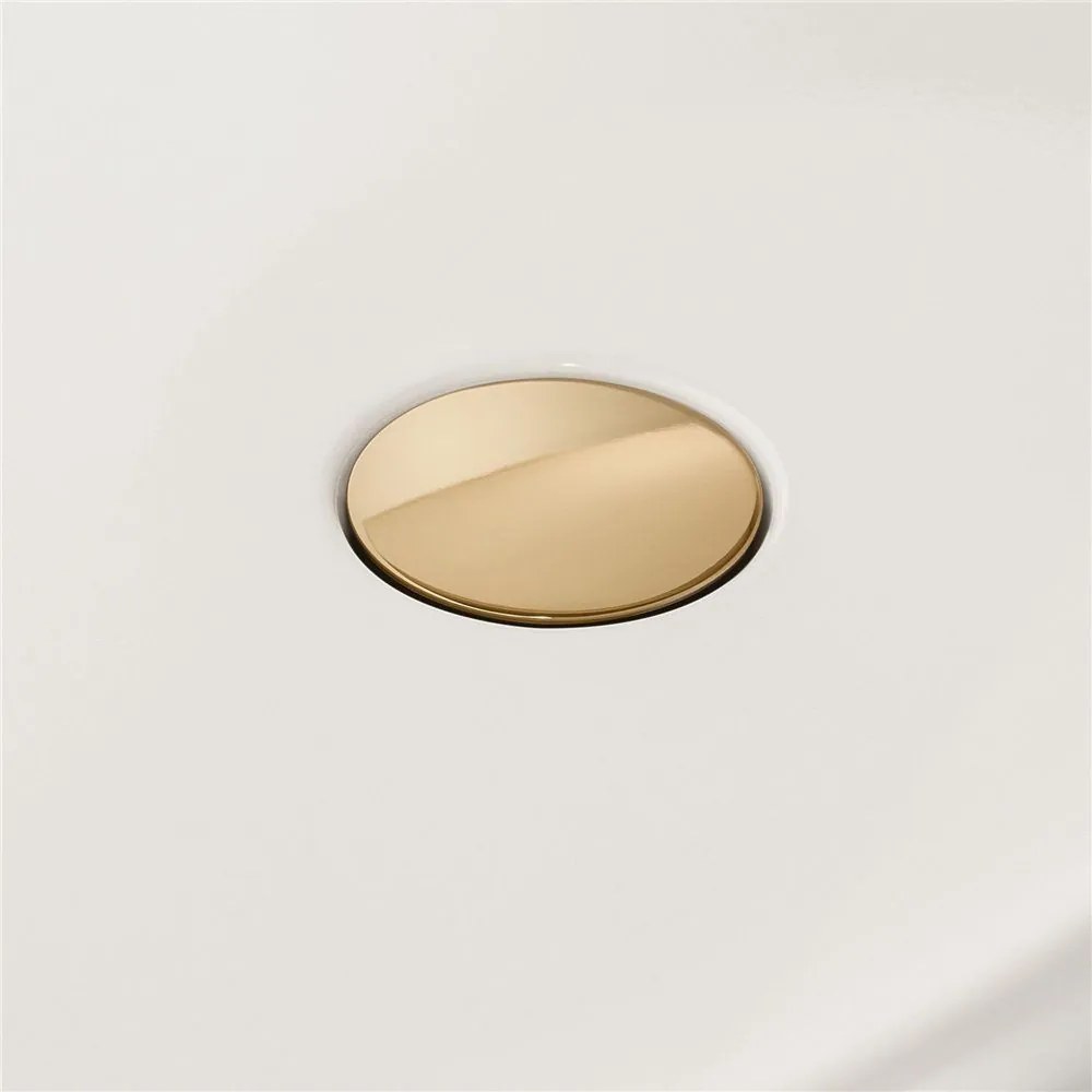 VILLEROY &amp; BOCH Finion voľne stojaca vaňa z materiálu Quaryl (bez spoja medzi panelom a vaňou), odtok v strede, 1700 x 700 x 633 mm, s prítokom, funkcia Emotion, Gold, biela alpská, UBQ177FIN7N300V301