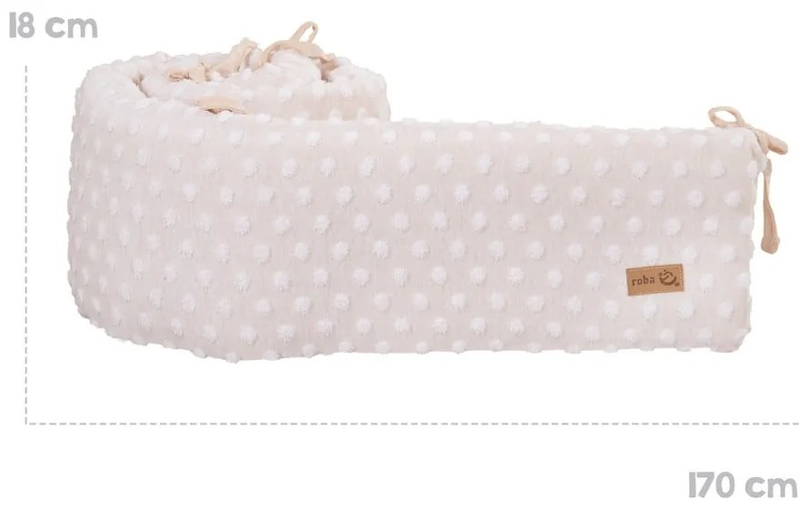 Béžový mantinel do postieľky s prímesou bavlny 170 cm Frosty Almond – Roba