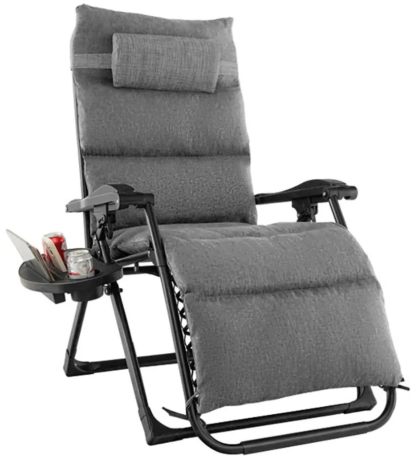 Polstrovaná stolička zero gravity, rôzne farby- sivá