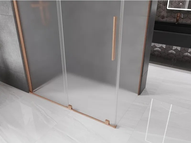 Mexen Velar, sprchový kút s posuvnými dverami 140 x 80 cm, 8mm sklo námraza, medená matná, 871-140-080-31-65