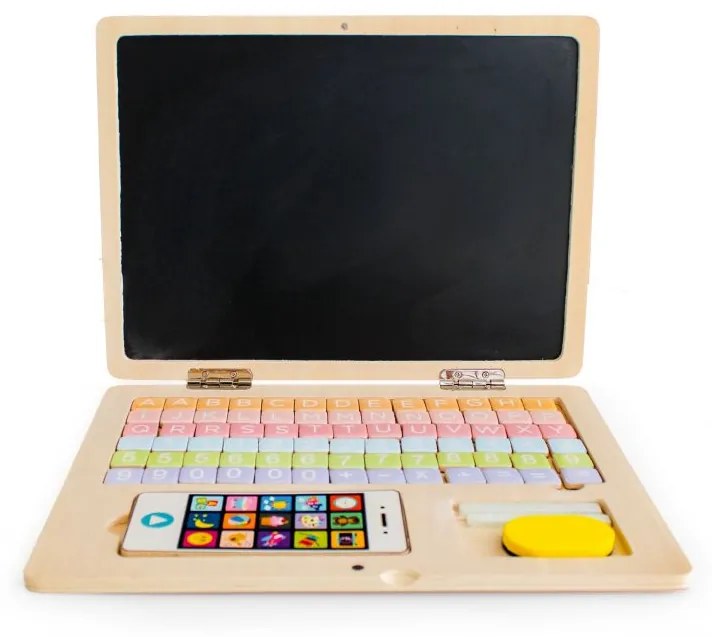 ECOTOYS Detský drevený Notebook - edukačná magnetická tabuľa
