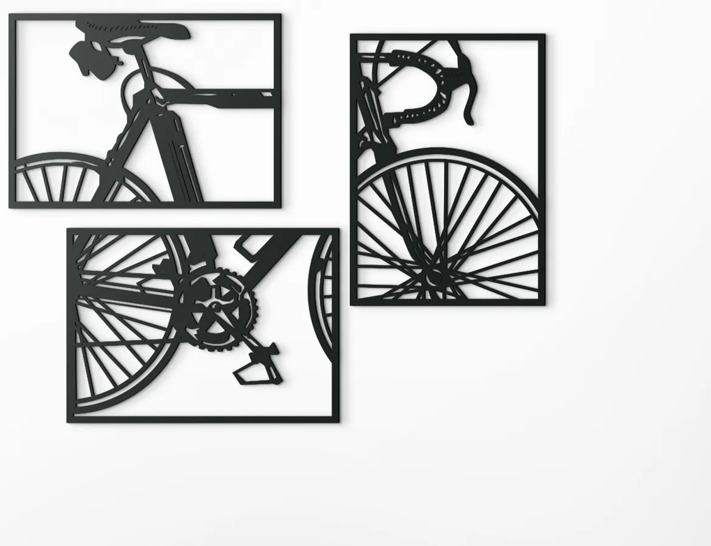 drevko Viacdielny obraz Bicykel Rozmer obrazu: 44,5 x 58 cm, Farba dekorácie: Čierna