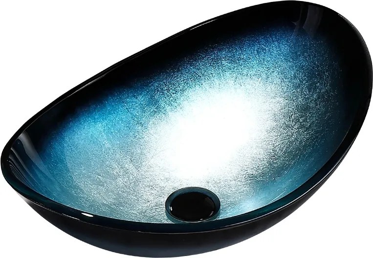 BPS-koupelny Keramické umývadlo na dosku HYD-LI-BU-BL-530 54x37 cm, modré lesk