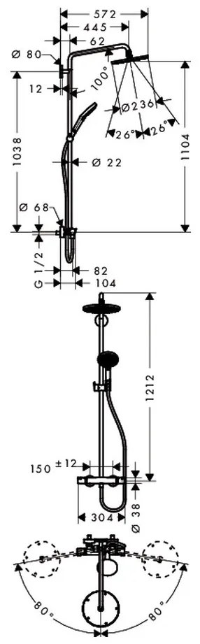 Hansgrohe Raindance Select S, sprchová súprava Showerpipe 240 1jet, chrómová, HAN-27115000