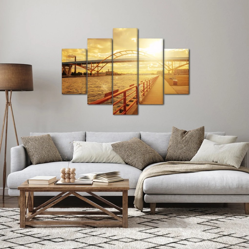 Obraz mosta pri západe slnka (150x105 cm)