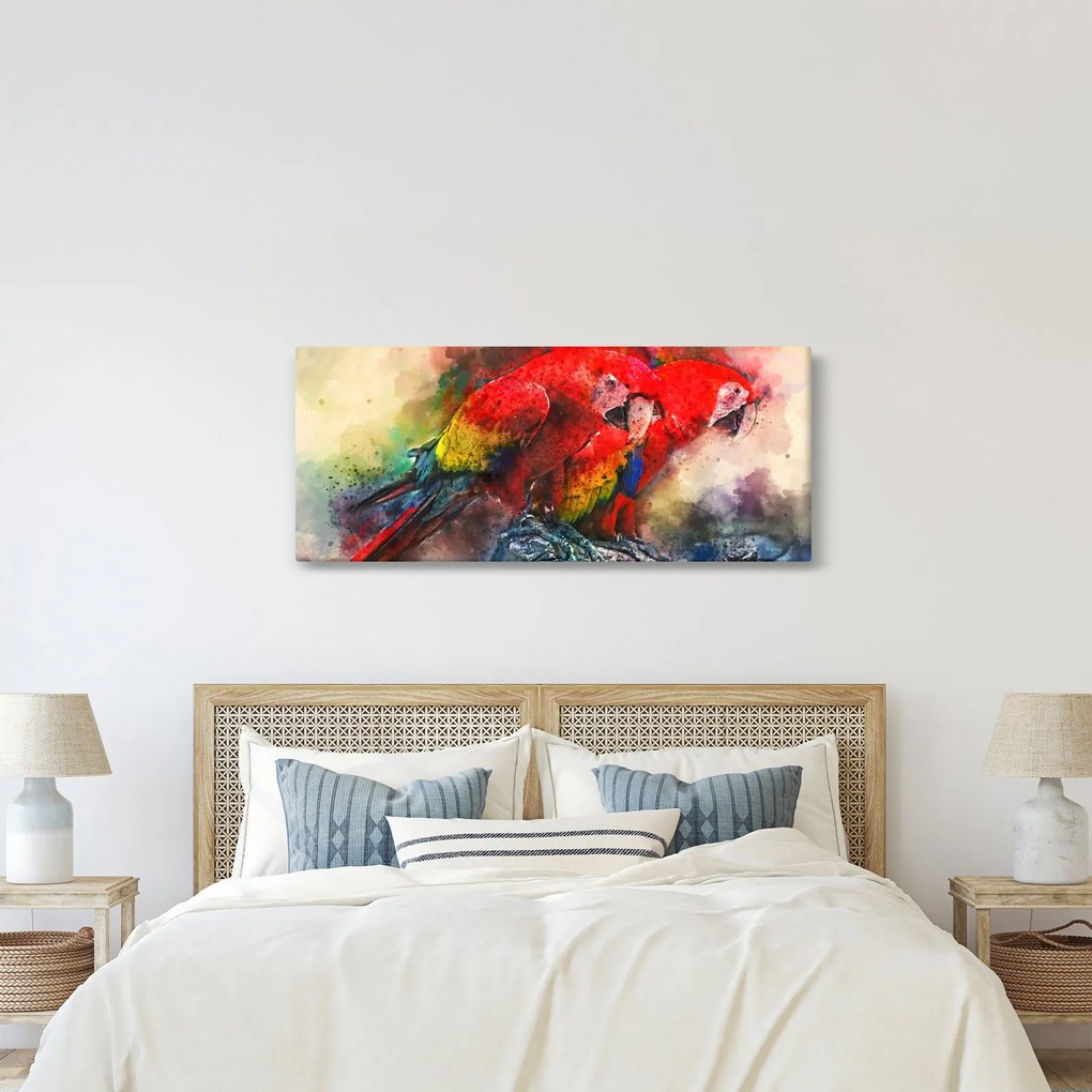 Obraz červených papagájov ara (120x50 cm)
