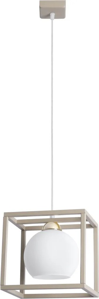 Závesné svietidlo Eliza Cage, 1x biele sklenené tienidlo v kovovom ráme