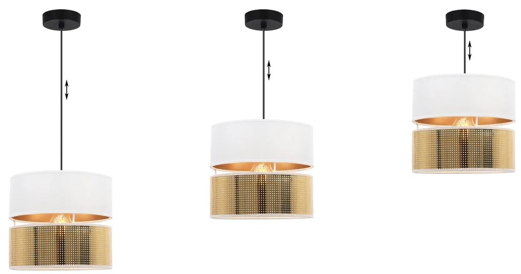 Závesné svietidlo Asti2, 1x PVC/biele textilné tienidlo, (fi 20cm), g, b