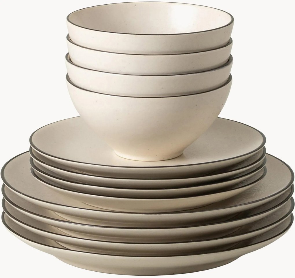 Súprava riadu's hlbokými taniermi Augusta, 12 ks