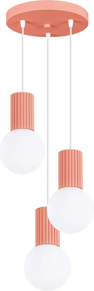 Závesné svietidlo Halo, 3x biele sklenené tienidlo, p, o