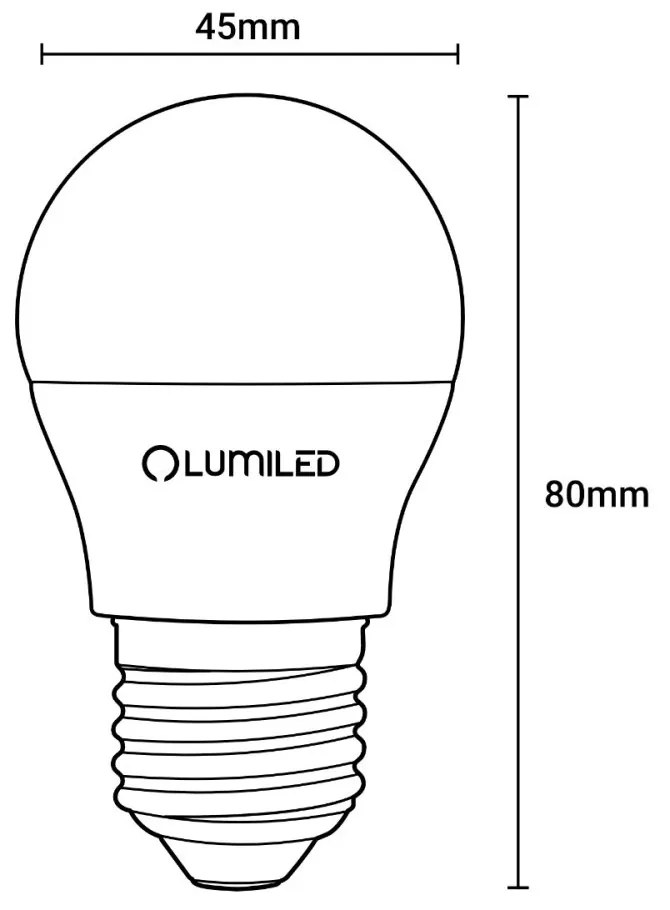 LED žiarovka E27 P40 5W = 40W 470lm 6500K Cold 180° LUMILED