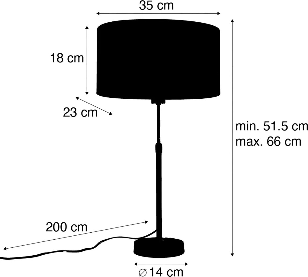 Stolná lampa bronzová s oválnym zamatovým tienidlom zelená 35cm - Parte