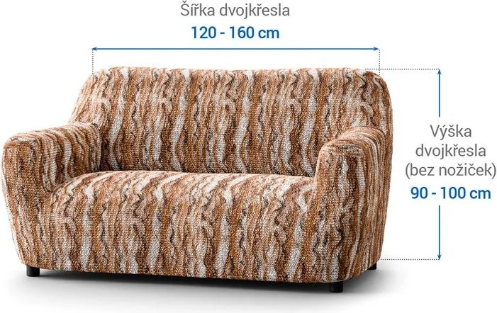 Bielastické poťahy OCEANO NOVÉ tehlové dvojkreslo (š. 120 - 160 cm)