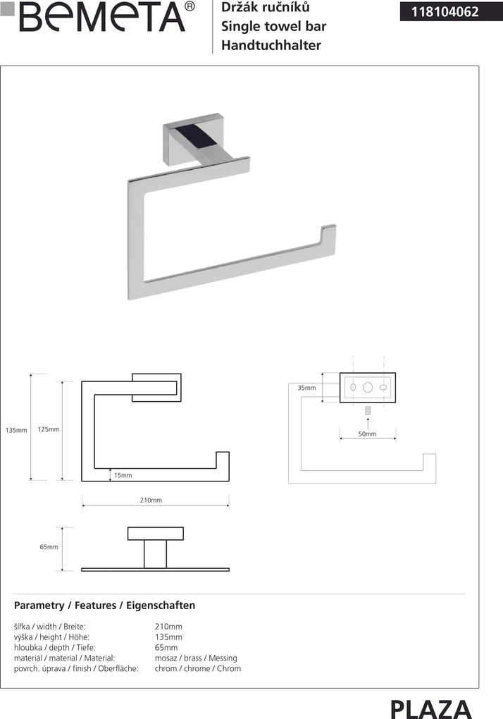 Bemeta Design PLAZA: Držiak uterákov, kruhový - 118104062