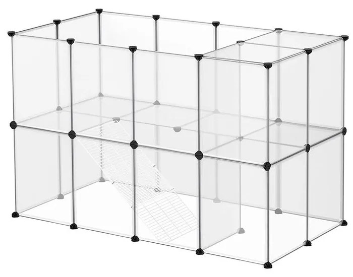 SONGMICS Plastová klietka pre škrečky, králiky a malé domáce zvieratá – priehľadná 143 × 73 × 91 cm (LPC005W01)