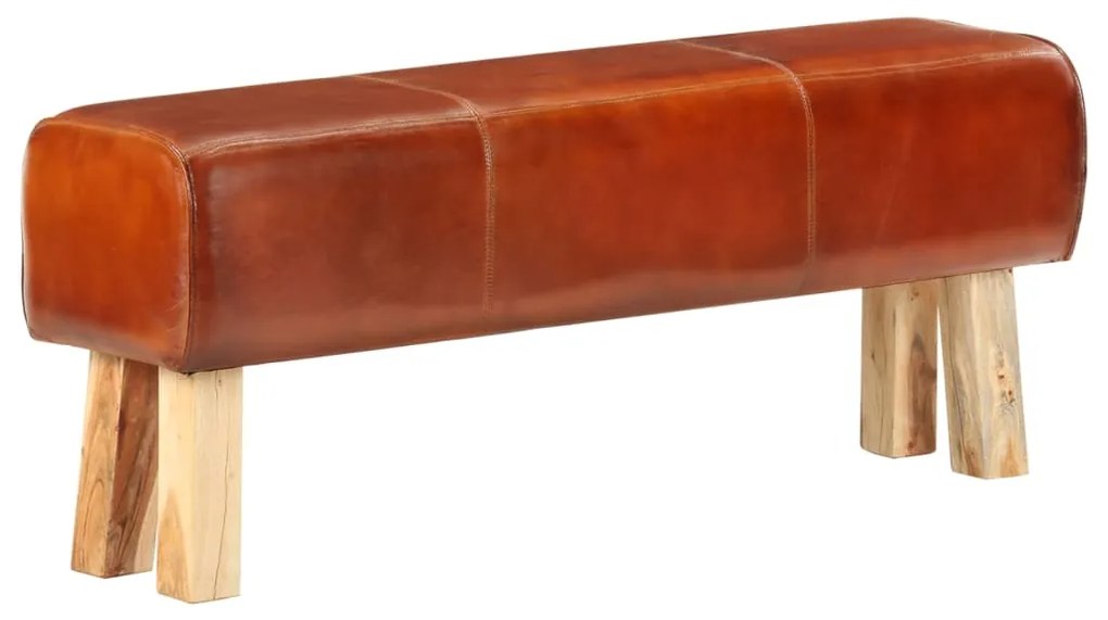 vidaXL Gymnastická lavička 120 cm hnedá pravá koža a masívne mangovníkové drevo