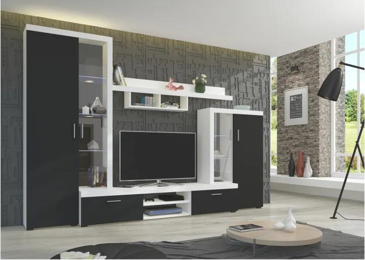Obývací stěna, černá / bílá, LIBERTY 0000211161 Tempo Kondela