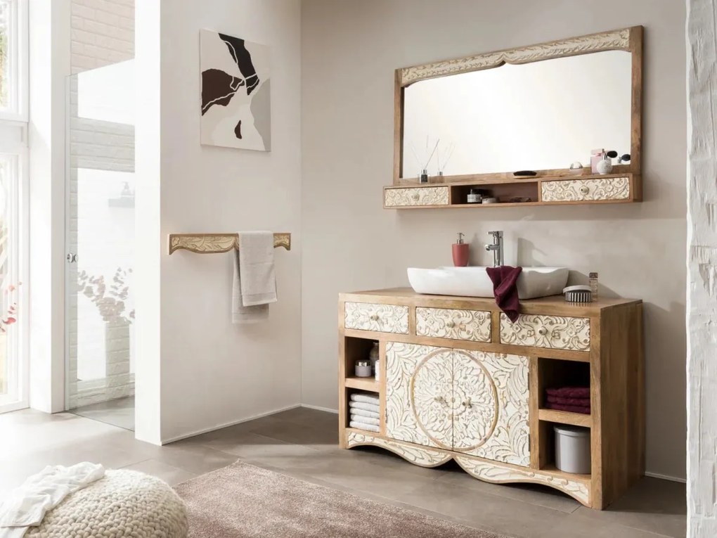 furniture-nabytek.cz - Masívna kúpeľňová sada Delmar z mangového dreva, lakovaná, hnedá