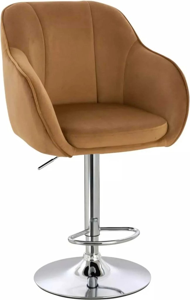 LuxuryForm DESIGN Barová stolička AVOLA VELUR na striebornom tanieri - medová