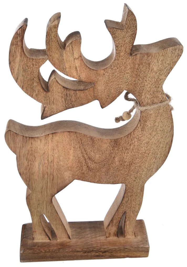 4Home Dekorácia z mangového dreva Snowflake Deer, 33 cm
