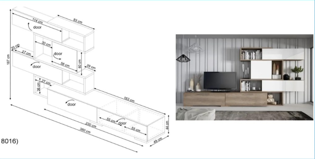 Dizajnová obývacia stena v bielom lesku 4K
