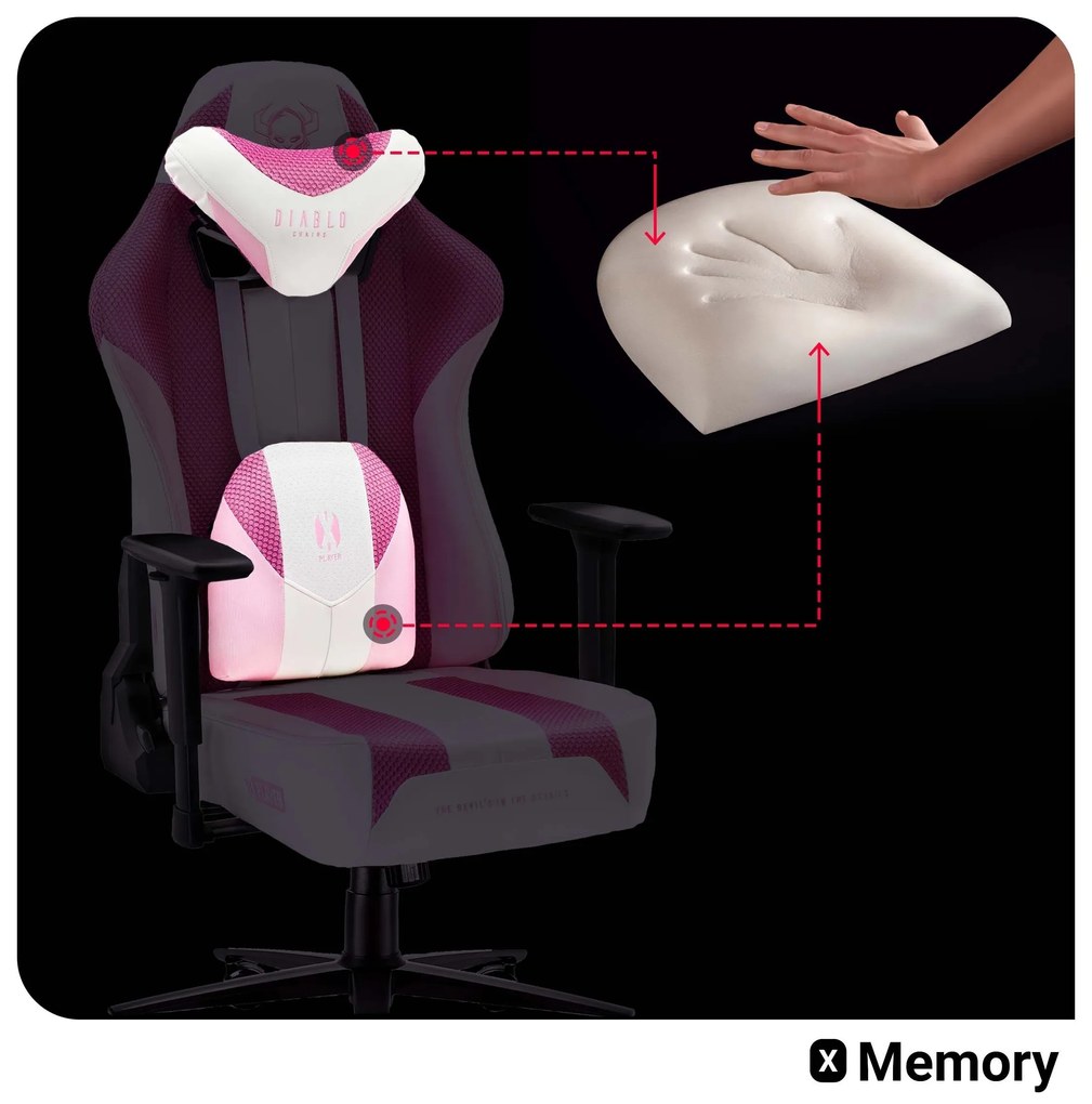 Látkové herné kreslo Diablo X-Player 2.0 Normal Size, Marshmallow Pink/ ružové