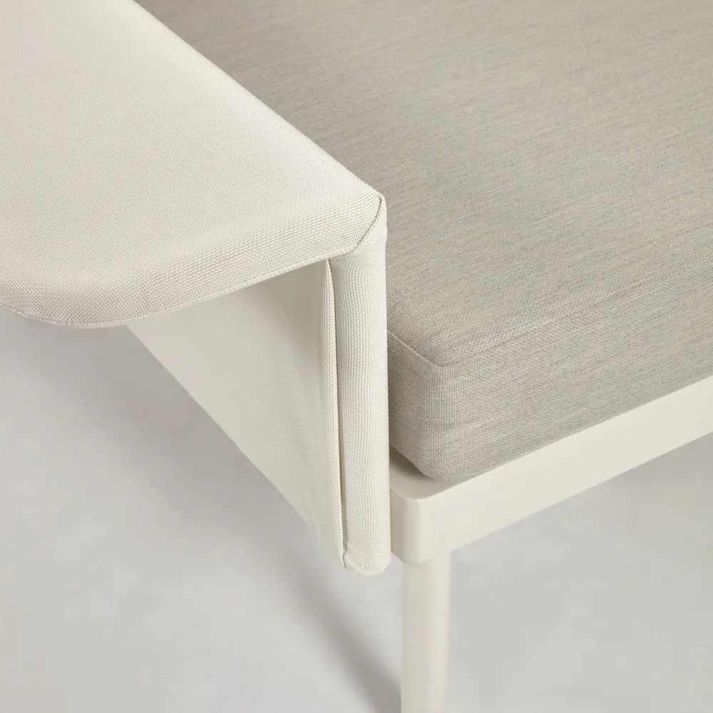 Biela hliníková záhradná rohová pohovka so stolíkom Kave Home Zaltana