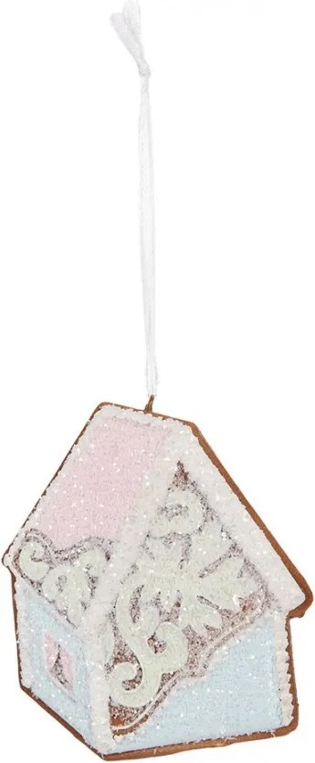 Závesná dekorácia modrá perníková chalúpka Frosted Ginger - 9*1*10 cm