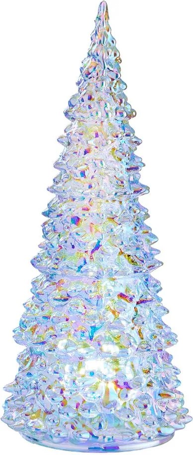 CRYSTAL LED Jedľa sklenená 28 cm - strieborná