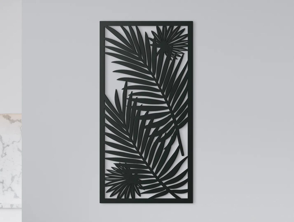 drevko Obraz z dreva Palmové listy Rozmer obrazu: 44,5 x 22,5 cm, Farba dekorácie: Čierna