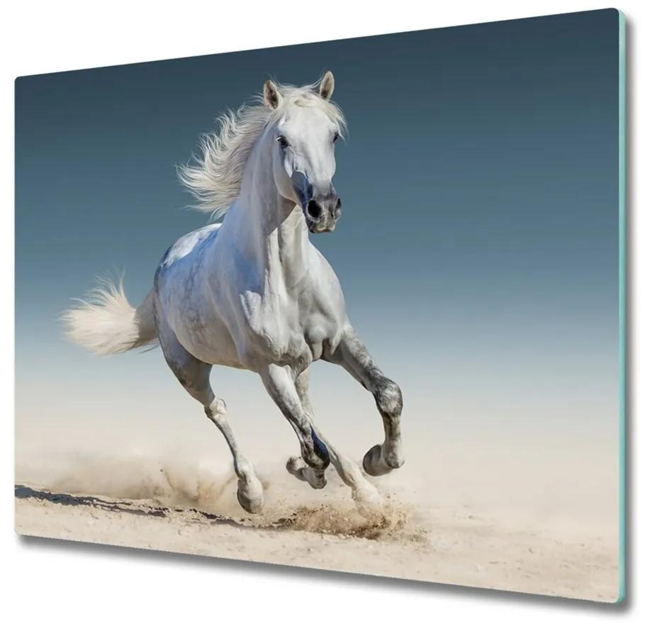 Sklenená doska na krájanie Biely kôň v cvale 60x52 cm