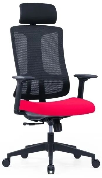 Kancelárska ergonomická stolička SLIDE — látka, sieť, viac farieb Červená