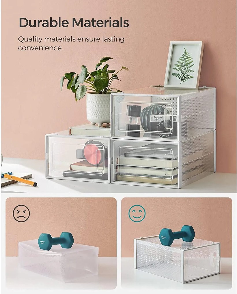 Stohovateľné botníky, sada 18 ks, priehľadné