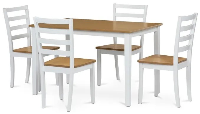 Autronic BONTEC Jedálenský set so 4 stoličkami, 120x75x75cm, masív, prírodný, VESPA OAK Farba: Prírodné