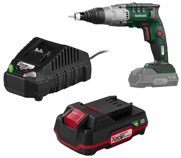 Parkside® Aku skrutkovač na sadrokartón Ptbsa 20-Li B2 + Akumulátor 20 V/2 Ah + Nabíjačka na akumulátor 20 V/2,4 A (800011705)