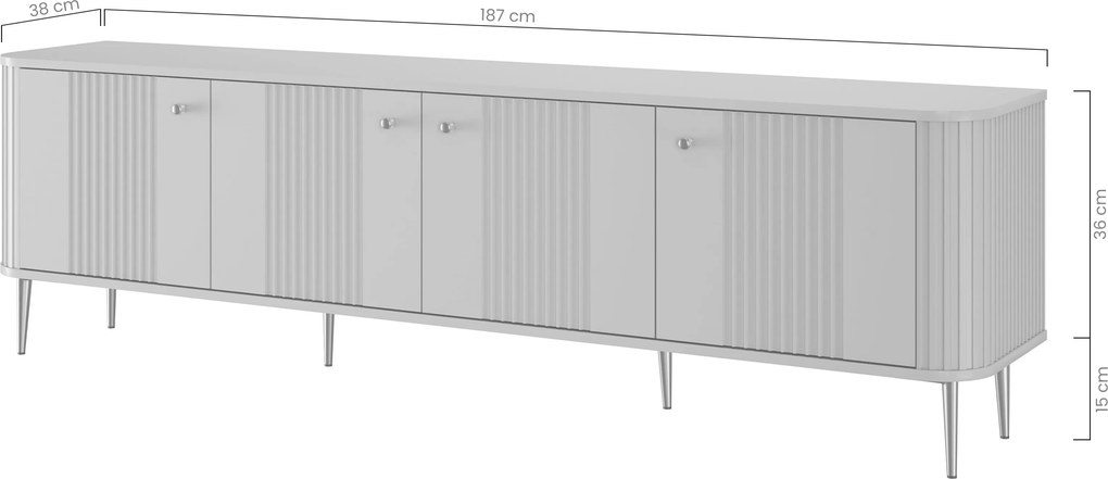 TV skrinka Vesper 4D 187 cm - čierna / čierne nohy