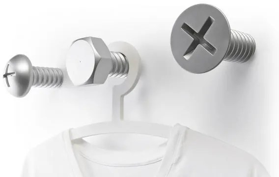 Nástenné vešiaky Qualy Screw Collection, strieborné