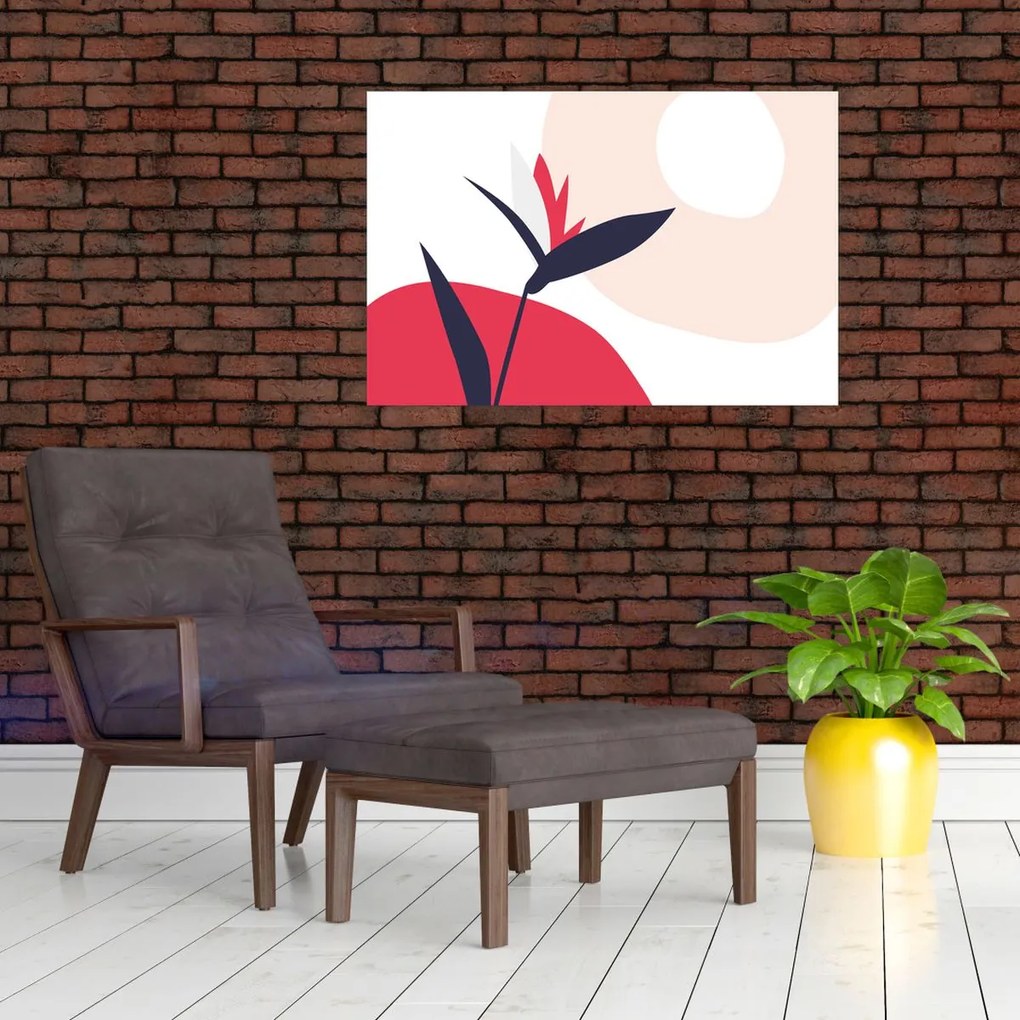 Obraz - Ružová florálna abstrakcia N⁰1 (90x60 cm)