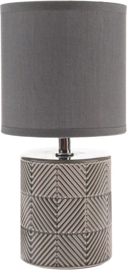 Sivá stolová lampa s textilným tienidlom (výška 27 cm) – Dakls