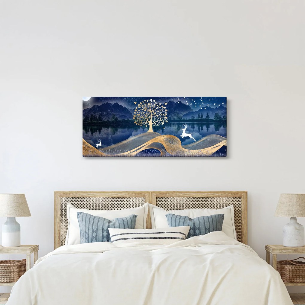 Obraz jeleňov pri splne (120x50 cm)