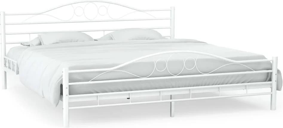 246749 Edco Kovový rám postele lamelový rošt biely 180x200 cm vlnitý dizajn