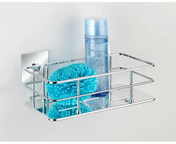 WENKO 23854800-Polica TURBO-LOC QUADRO ED. 24x14,5 cm nerezová oceľ/lesklý chróm