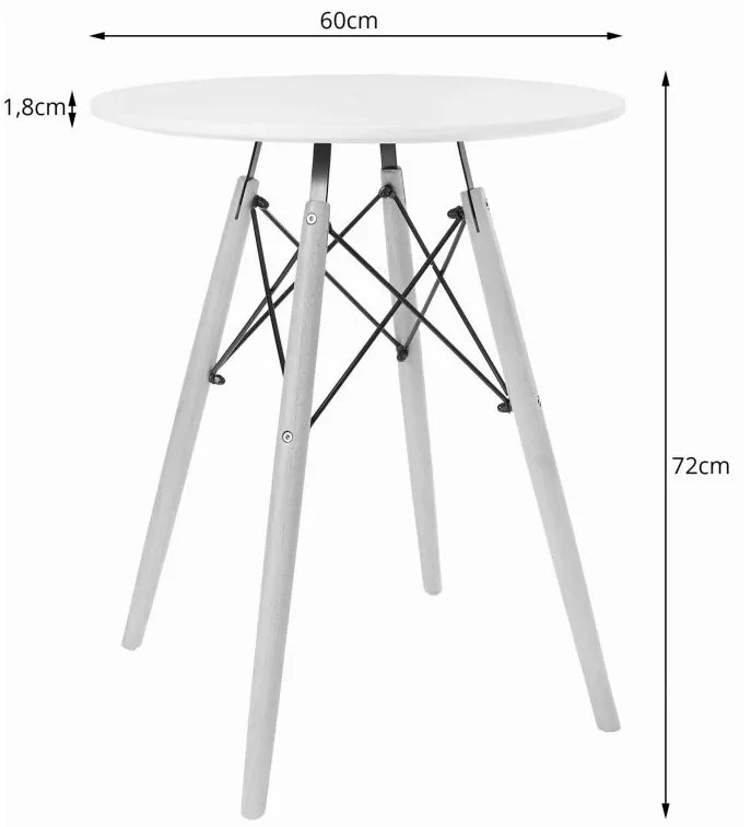Jedálenská zostava TODI 60cm okrúhly stolový set čierny + 2 stoličky MARK čierne