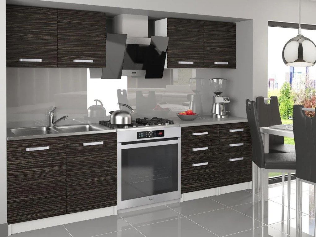 Kuchynská linka Belini 160 cm eben kráľovský s pracovnou doskou Kompakto2  TOR KOMPAKTO2/2/WT/HK/0/B1