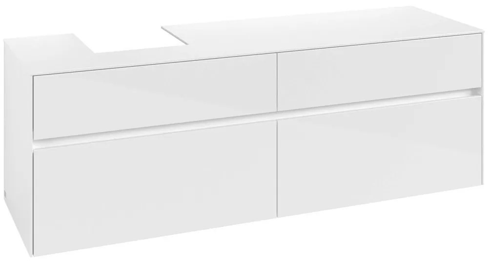 VILLEROY &amp; BOCH Collaro závesná skrinka pod umývadlo na dosku (umývadlo vľavo), 4 zásuvky, 1600 x 500 x 548 mm, Glossy White, C10500DH