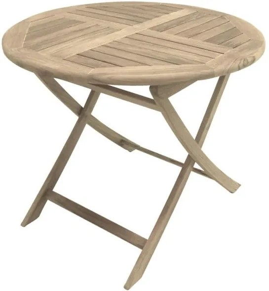 Záhradný skladací stôl z teakového dreva ADDU Solo, ⌀ 90 cm