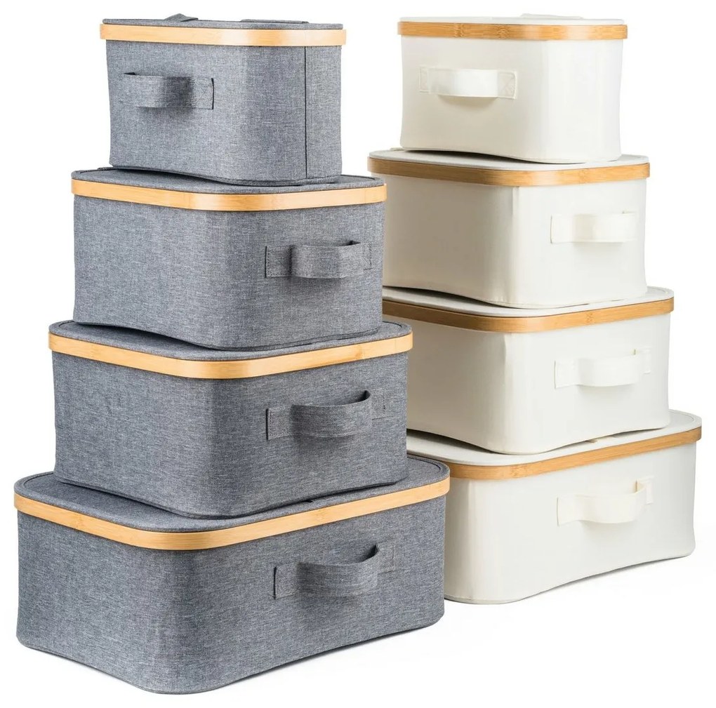 Úložný box G21 30 x 30 x 15 cm, bambusový s vekom, béžový