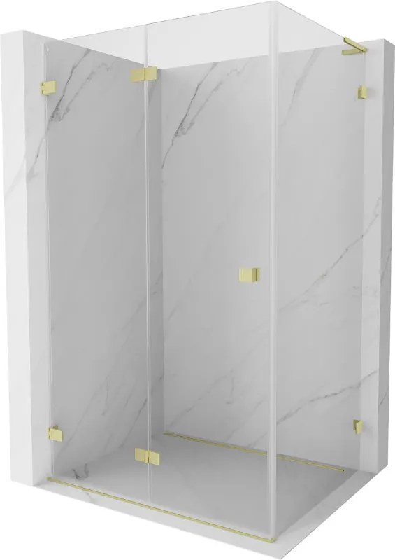 Mexen Lunar-F L, 1-krídlový sprchový kút so skladacími dverami, ľavý, 95 x 80 cm, 8mm číre sklo, zlatý matný profil, 836L-095-080-55-00-L