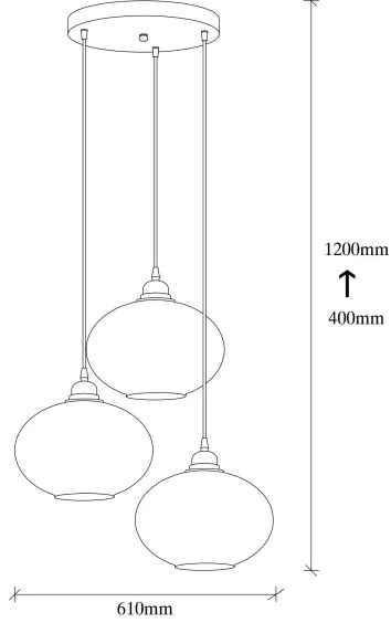 Luster na lanku SMOKED 3xE27/40W/230V