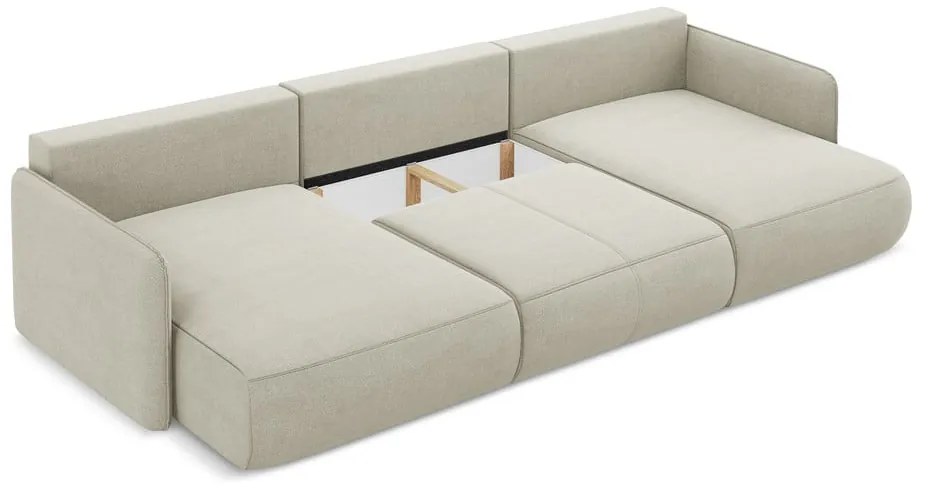 Krémovobiela rozkladacia/s úložným priestorom rohová pohovka Nanea – Makamii